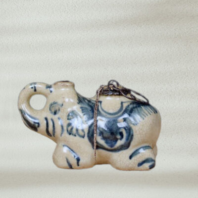 Điếu Bát Mini Hình Con Voi Men Rạn cổ Bát thú cổ