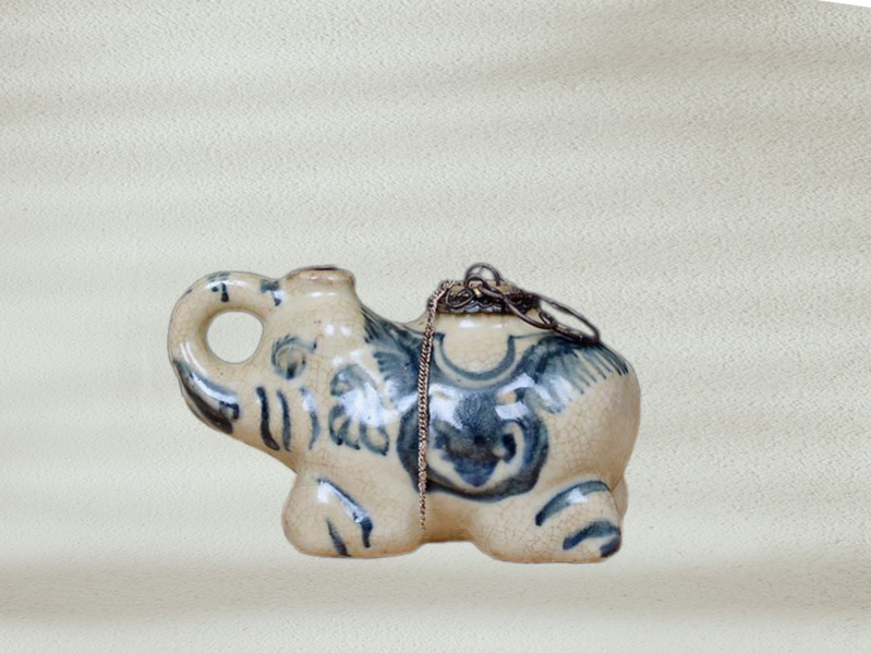 Điếu Bát Mini Hình Con Voi Men Rạn cổ Bát thú cổ