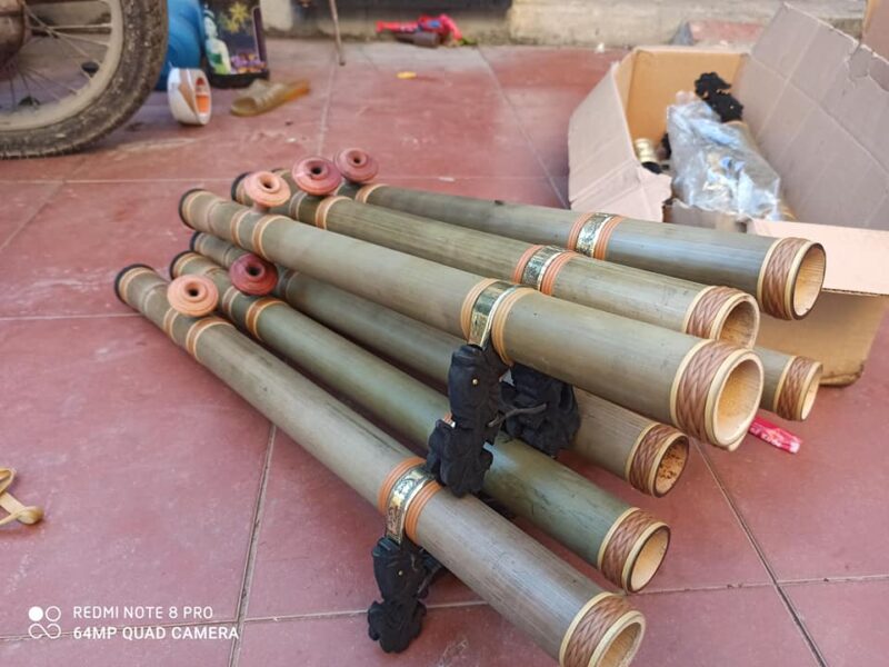 Điếu nứa mộc già bọc mây 65cm