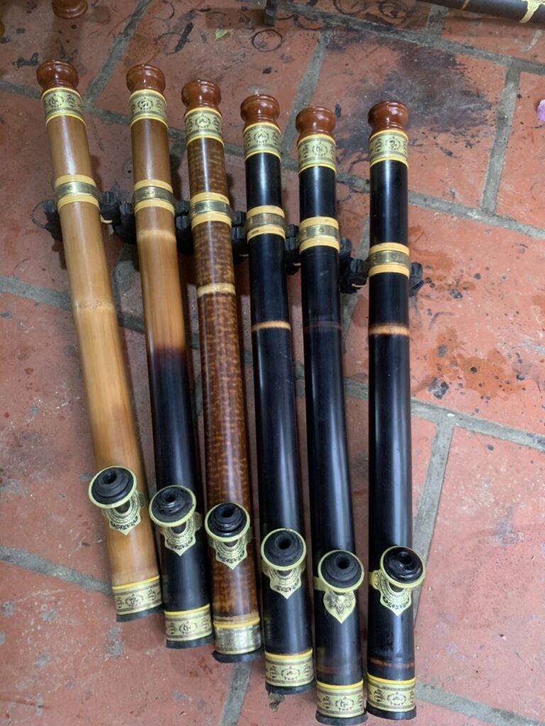 Điếu Trúc 2 mắt Miệng Gỗ Bọc đồng trơn bóng